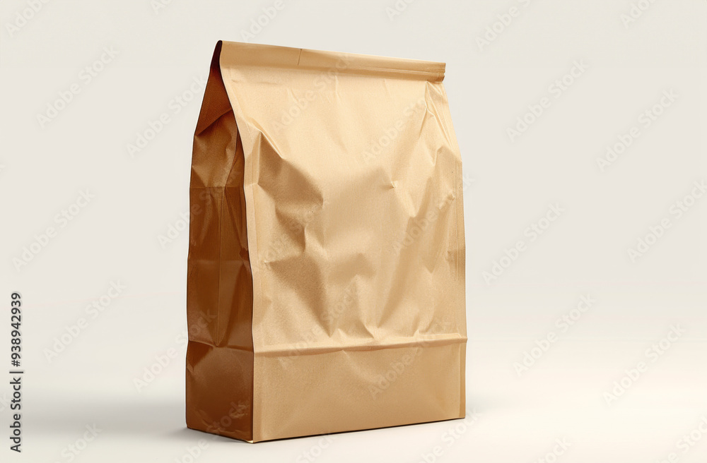 a standing brown paper bag, similar to the provided picture. a standing brown paper bag, similar to the provided picture.