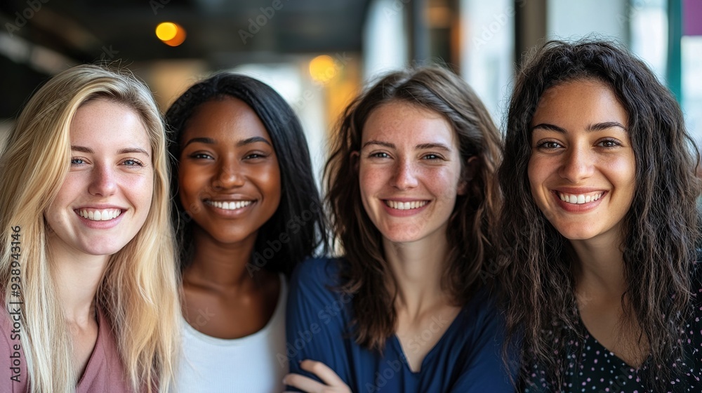 Fototapeta premium Happy diverse group of business women working together in an office environment