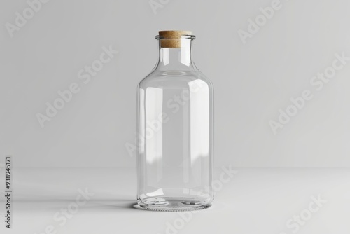 Empty transparent bottle mockup with isolated white background