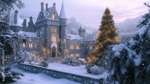 Christmas at the Castle: A Festive Scene