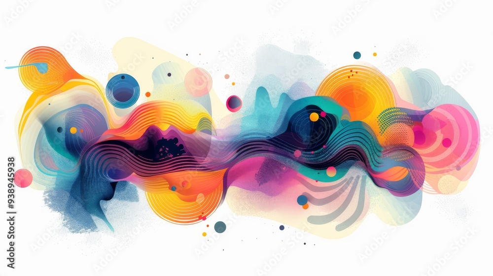 Fototapeta premium A colorful, abstract painting with a lot of circles and swirls