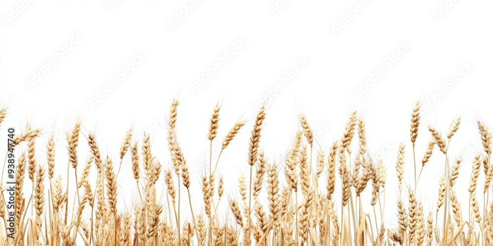 Elegant Mature Wheat Stalks on Abstract White Background: Minimalist Autumn Harvest Composition for Agricultural Marketing, Food Industry, and Seasonal Campaigns. Versatile Design Element Symbolizing Elegant Mature Wheat Stalks on Abstract White Background: Minimalist Autumn Harvest Composition for Agricultural Marketing, Food Industry, and Seasonal Campaigns. Versatile Design Element Symbolizing