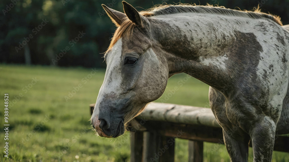 A bay horse galloping freely on lush green grass, surrounded by nature A bay horse galloping freely on lush green grass, surrounded by nature