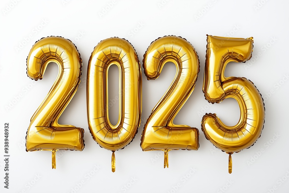 A set of balloons with the numbers 20 and 25 on them. The balloons are gold and are arranged in a way that they spell out the numbers. Concept of celebration and achievement A set of balloons with the numbers 20 and 25 on them. The balloons are gold and are arranged in a way that they spell out the numbers. Concept of celebration and achievement