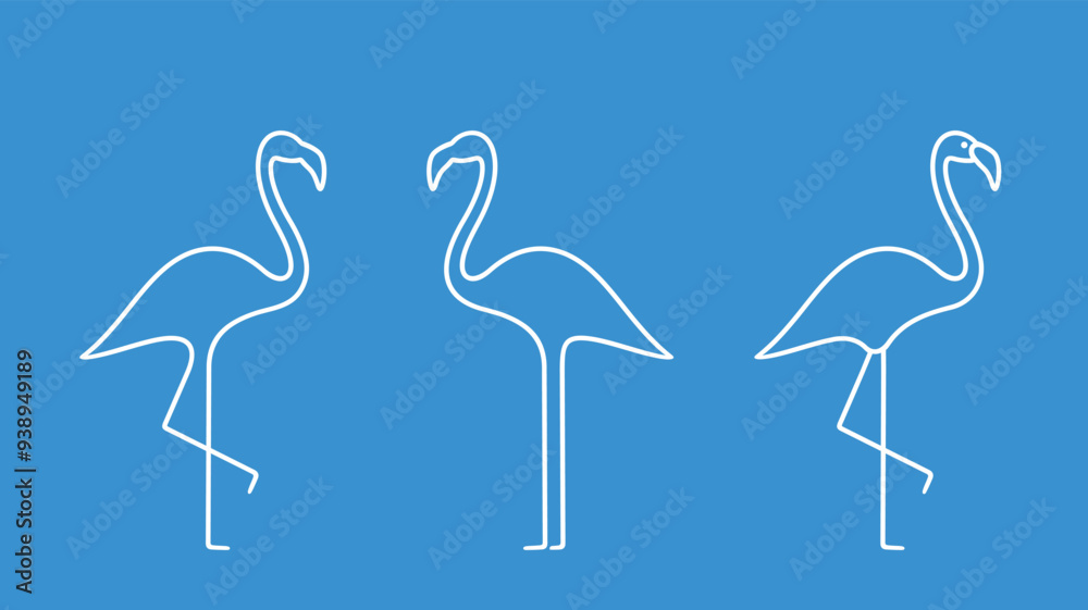 Obraz premium Flamingo outline. Isolated flamingo on white background