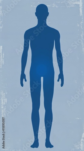 a simple blue silhouette of the full body with no facial features photo