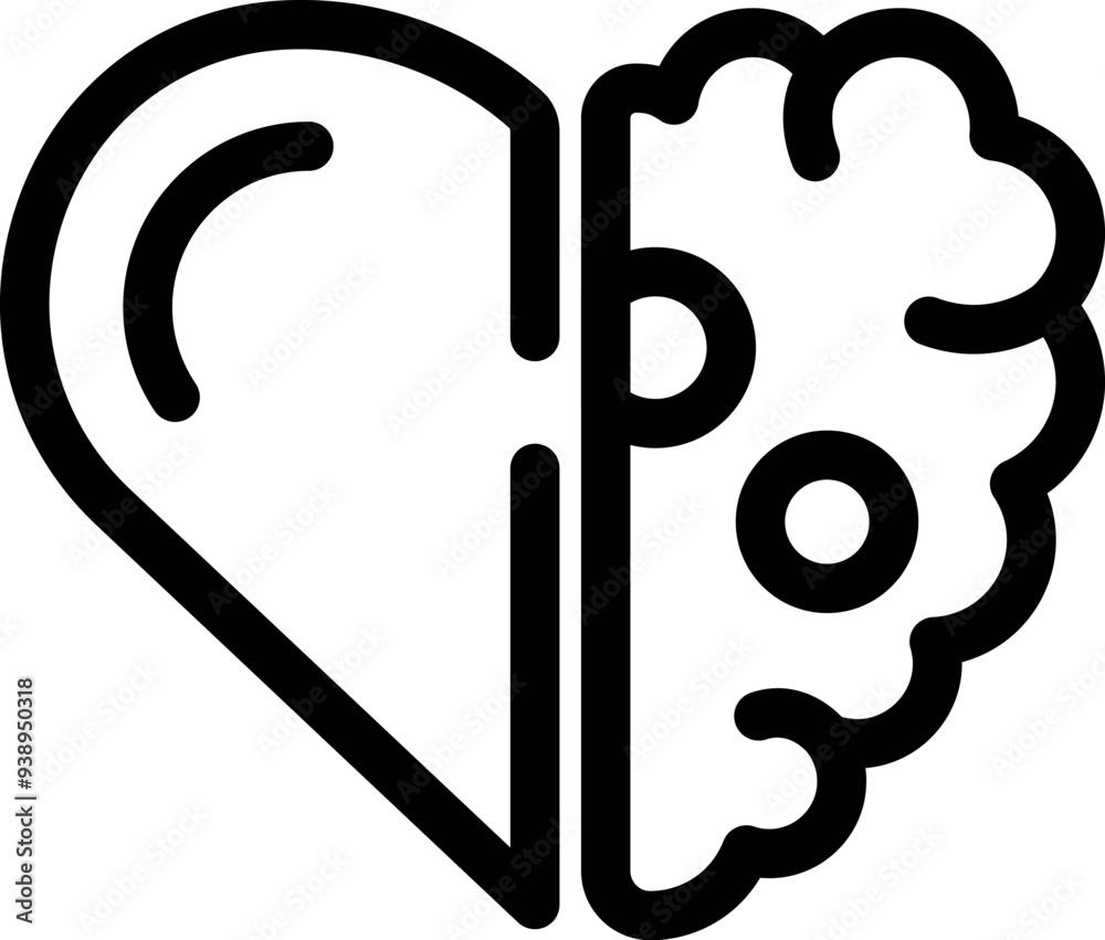 Simple icon representing the connection between feelings and thoughts Simple icon representing the connection between feelings and thoughts