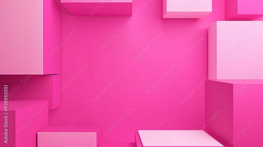 Colorful pink geometric shapes arranged artistically against a smooth backdrop in a brightly lit space showcasing modern design elements and creative decor ideas Colorful pink geometric shapes arranged artistically against a smooth backdrop in a brightly lit space showcasing modern design elements and creative decor ideas