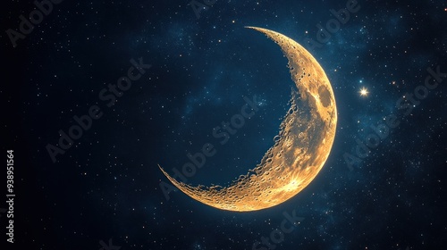 Crescent Moon in a Starry Sky