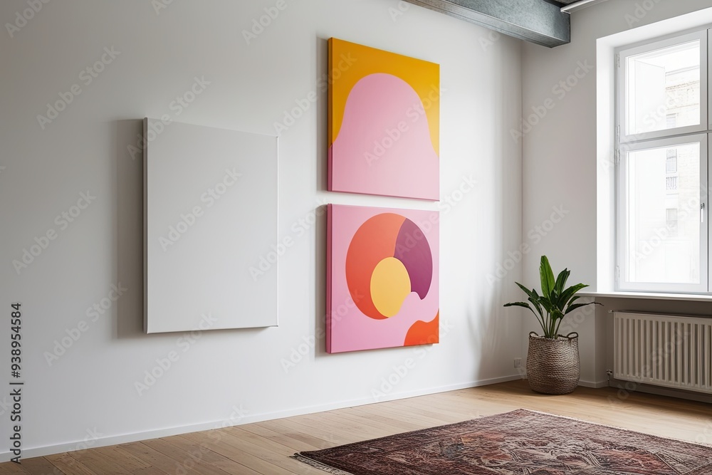 Minimalist White Canvas on Wall in Bright Art Studio Showcasing Unique Artwork for Modern Interiors