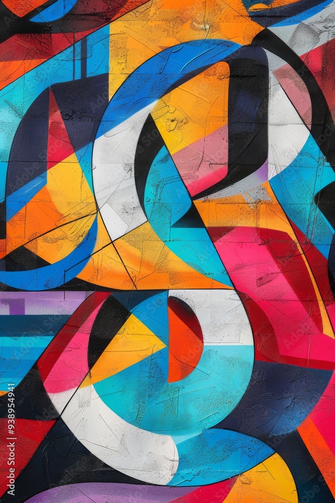 Fototapeta premium geometric colorful abstract graffiti artwork in the style of the graffiti