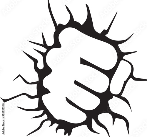 fist breaking through a hole
