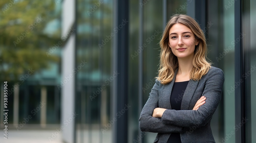 Portrait of a successful young businesswoman standing confidently in front of a corporate building Portrait of a successful young businesswoman standing confidently in front of a corporate building