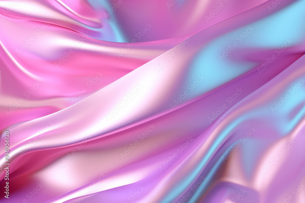 Fototapeta premium Processed collage of Iridescent fabric trendy cloth holographic texture. Background for banner