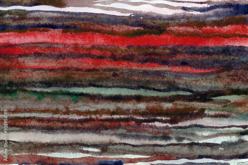 Striped red -brown watercolor paper background texture