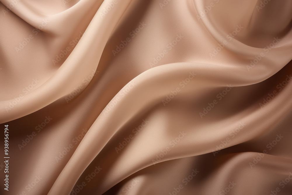 Fototapeta premium Processed collage of smooth wavy beige light brown satin silk cloth fabric texture. Background