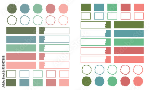 Set of modern simple banner ribbons. Decorative tape for text, price tag, sale label, printable, planner and more.