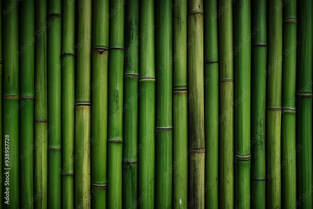 Processed collage of green bamboo fence surface texture. Background for banner, backdrop Processed collage of green bamboo fence surface texture. Background for banner, backdrop