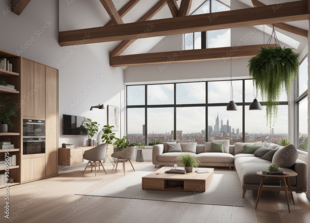 new modern scandinavian loft apartment. 3d rendering new modern scandinavian loft apartment. 3d rendering