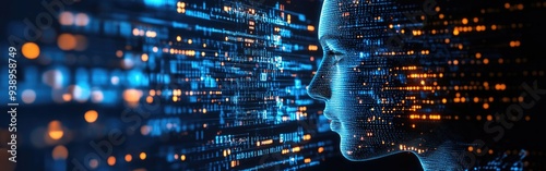 An IT expert examines augmented reality data to identify AI-driven cybersecurity threats
