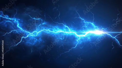 Wallpaper Mural A striking image of blue lightning in a dark background, showcasing the power and energy of natural phenomena. Torontodigital.ca