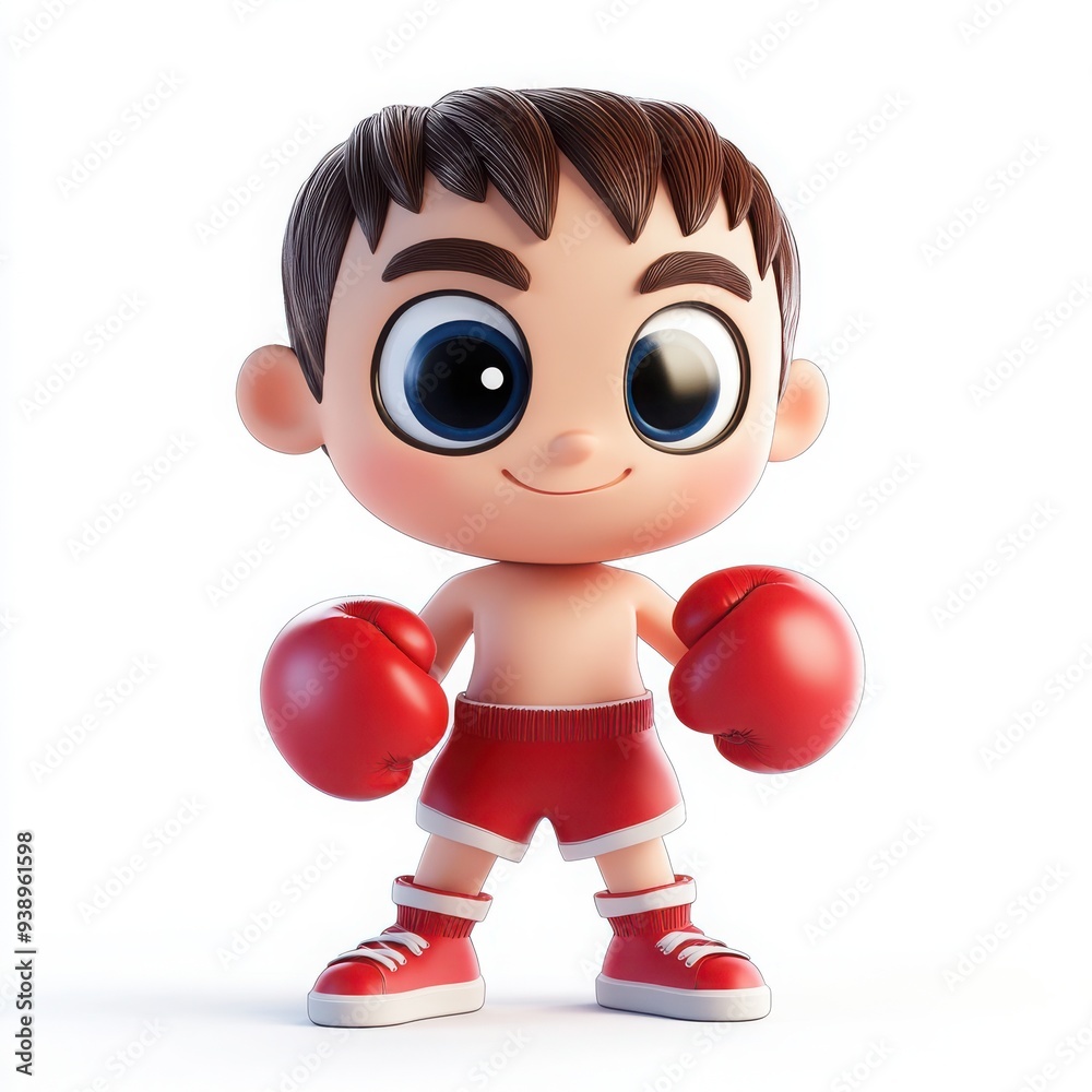 Charming cartoon boxer character, oversized head, large expressive eyes, friendly smile, chubby body, short limbs, vibrant colors, perfect for children's illustrations, clear background. Charming cartoon boxer character, oversized head, large expressive eyes, friendly smile, chubby body, short limbs, vibrant colors, perfect for children's illustrations, clear background.