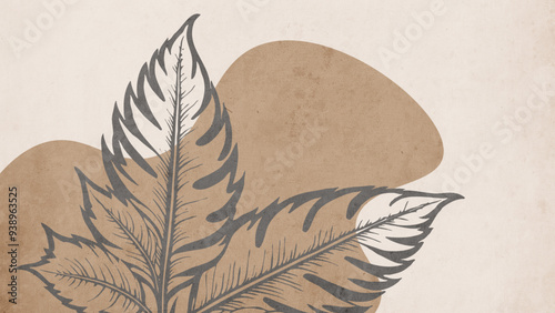 Botanical background. Abstract plant shapes. Minimalist illustration for printing on wall decorations.