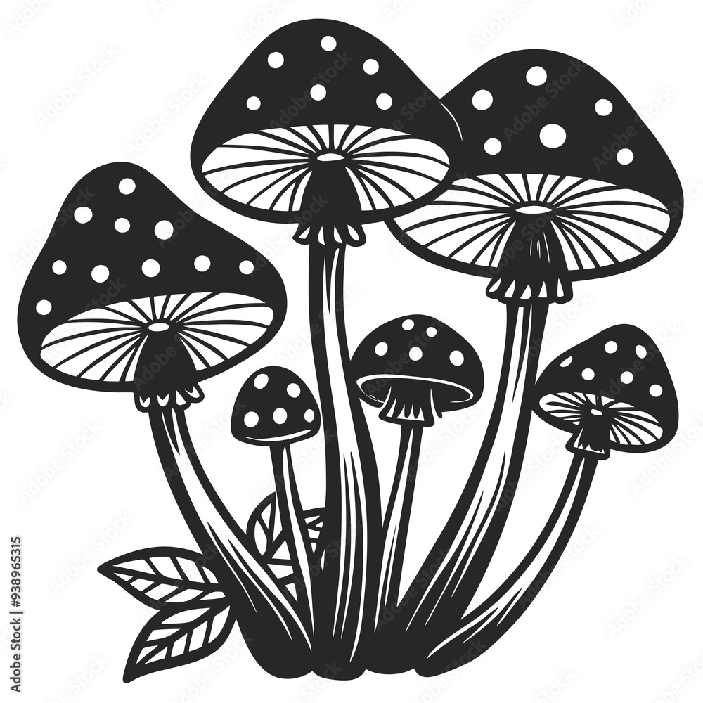 Obraz premium Floral Mushroom Cluster Vector - No Background art vector illustration