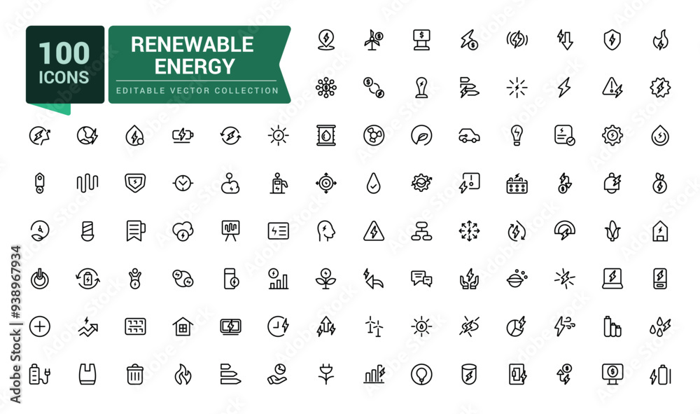 Set of renewable energy outline icons set. Related to green, renewable energy, alternative sources energy. Minimalistic web and UI icon. Outline icon collections. Set of renewable energy outline icons set. Related to green, renewable energy, alternative sources energy. Minimalistic web and UI icon. Outline icon collections.