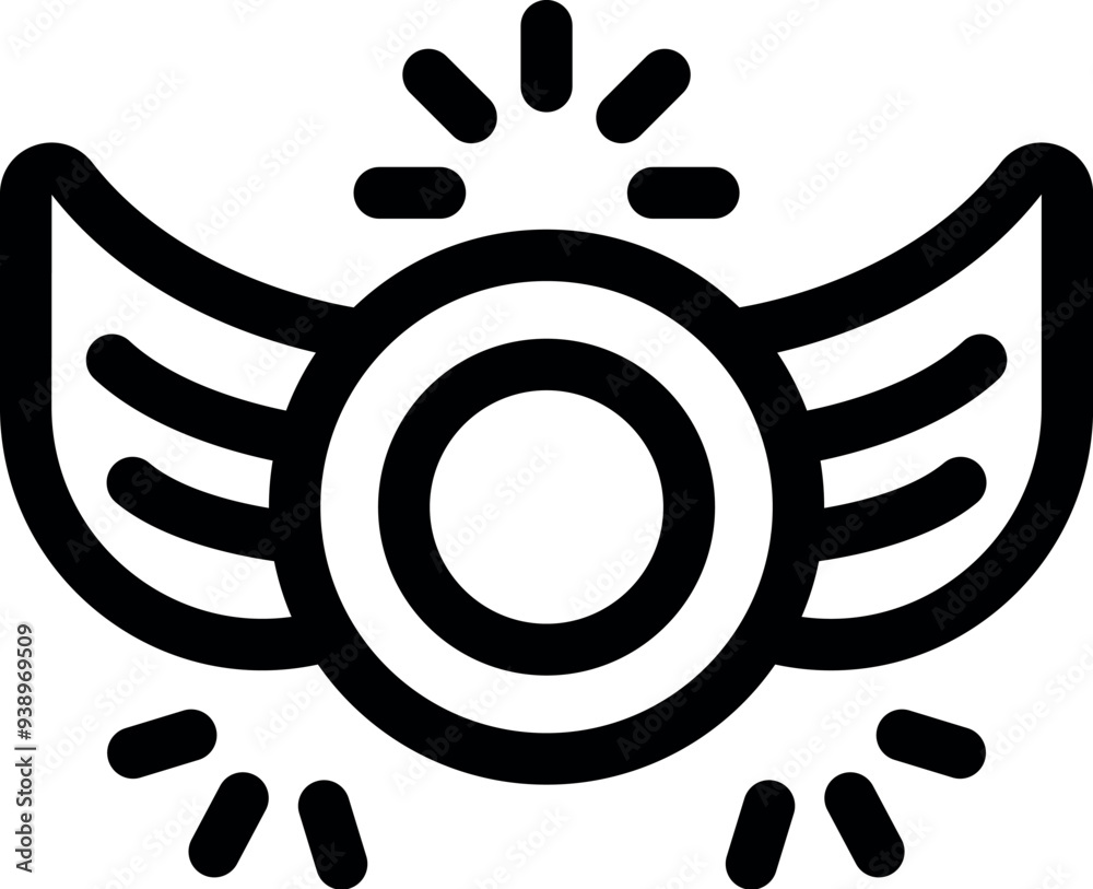 Minimalist vector illustration of a golden medal with wings, representing victory and success Minimalist vector illustration of a golden medal with wings, representing victory and success