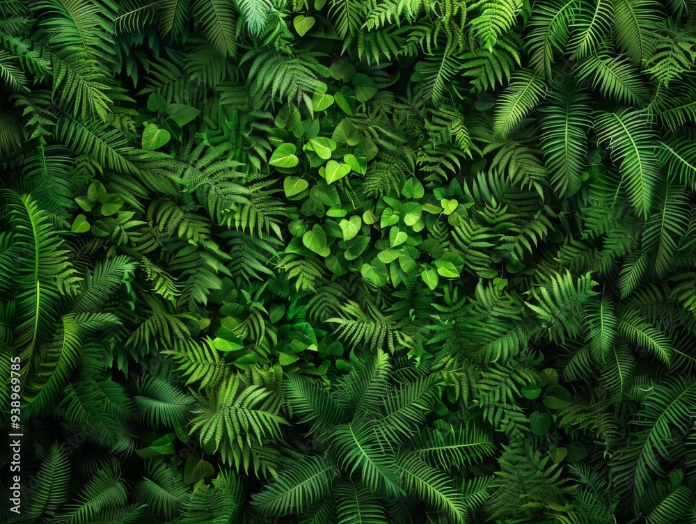 Obraz premium background is a wall of greenery surrounded by green ferns