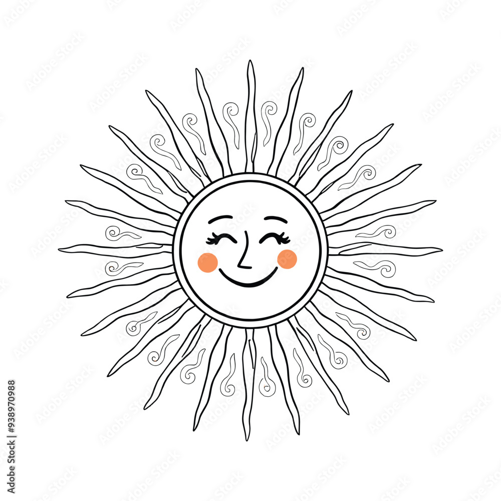 Cheerful Smiling Sun Illustration Cheerful Smiling Sun Illustration