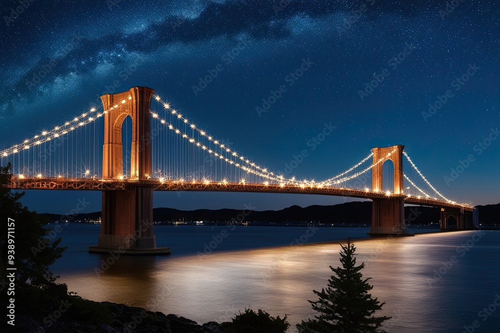 Starlit Bridge Art Under a Twinkling Night Sky Starlit Bridge Art Under a Twinkling Night Sky
