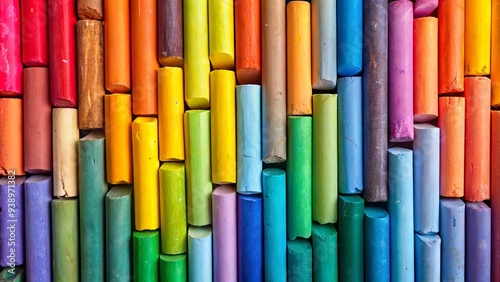 Soft And Vibrant Pastel Sticks Lie Neatly Arranged In Rows, Ready To Create Colorful Artistic Strokes. photo