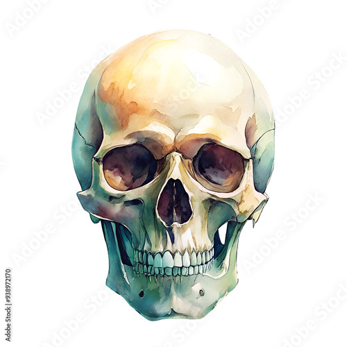 PNG Image of a skull on a transparent background, Halloween