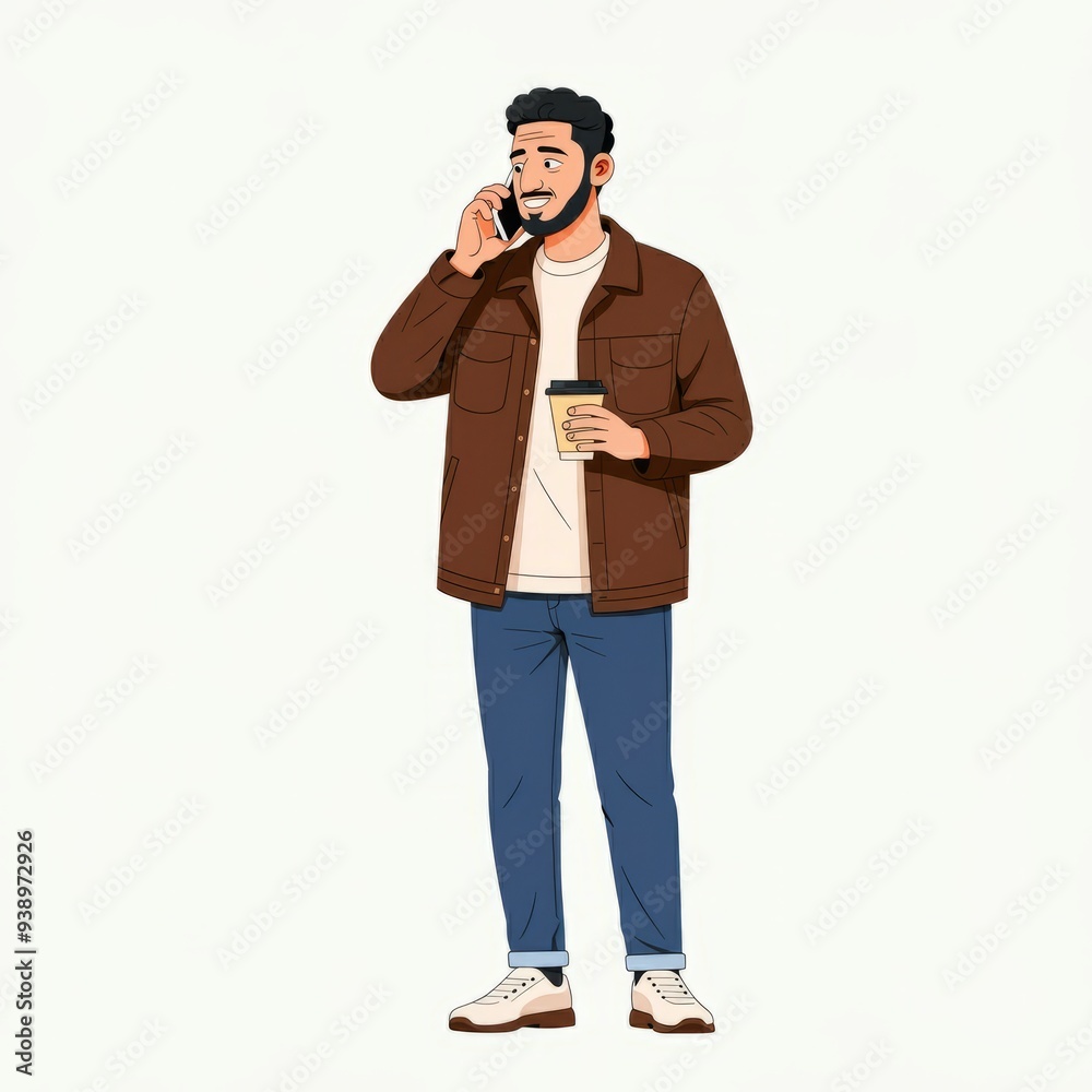 Cheerful millennial arab guy employee in the morning, using phone on the street, drinking takeaway coffee. Happy middle eastern businessman checking email on smartphone Cheerful millennial arab guy employee in the morning, using phone on the street, drinking takeaway coffee. Happy middle eastern businessman checking email on smartphone