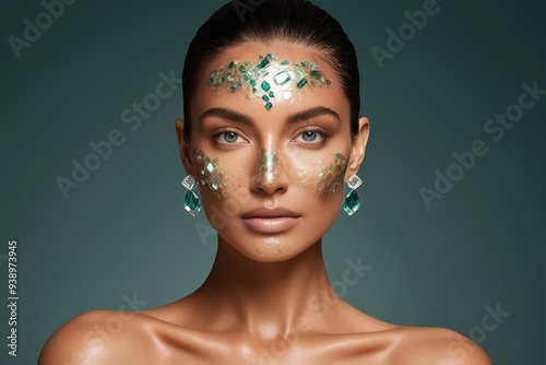 Radiant Emerald and Transparent Crystalline Skin Texture for Ultimate Clarity and Glow