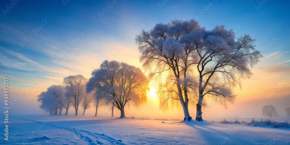 silky misty dawn frosty woodscape eerie monochromatic softbox low-angle backlight captures mystical frozen sentinel trees in creamy pastel hues against faint blue gradated sky silky misty dawn frosty woodscape eerie monochromatic softbox low-angle backlight captures mystical frozen sentinel trees in creamy pastel hues against faint blue gradated sky
