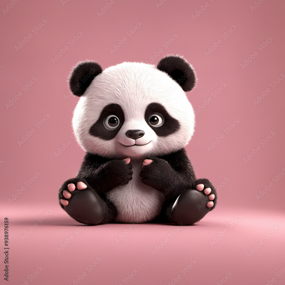 3D Illustration of a Cute Panda Sitting 3D Illustration of a Cute Panda Sitting