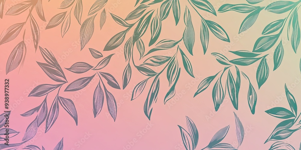 Graphic Leaf Pattern on Gradient Background Graphic Leaf Pattern on Gradient Background