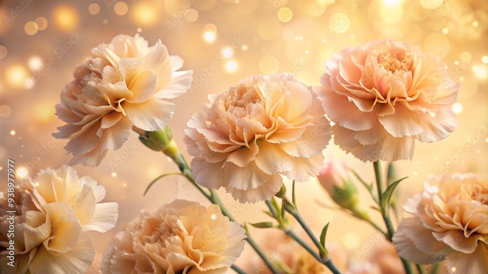 Softly lit, pastel-hued carnations backdrop with delicate, dew-kissed petals, warm golden tones, and subtle texture, evoking serenity, love, and nostalgia in a dreamy, romantic atmosphere. Softly lit, pastel-hued carnations backdrop with delicate, dew-kissed petals, warm golden tones, and subtle texture, evoking serenity, love, and nostalgia in a dreamy, romantic atmosphere.