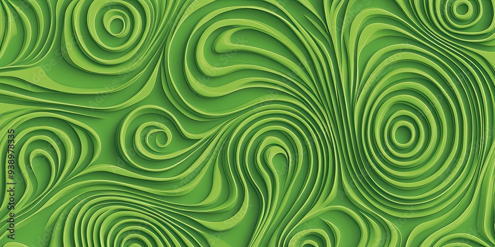 Abstract Green Swirl Pattern in 3D Forms Abstract Green Swirl Pattern in 3D Forms