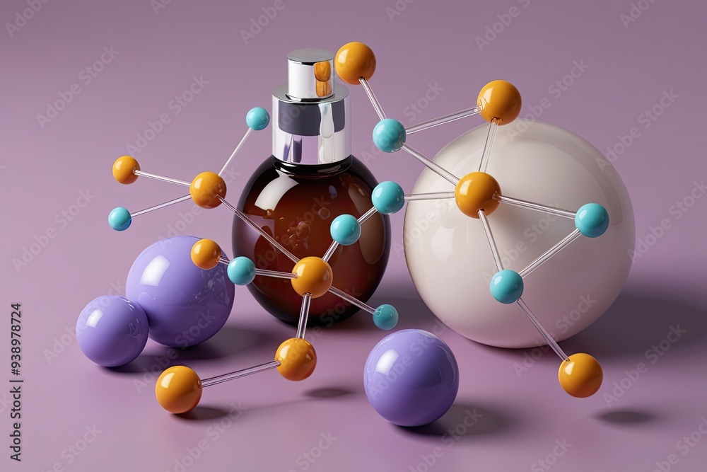 Obraz premium 3D Molecular Structure Renderings in Skincare and Cosmetic Products