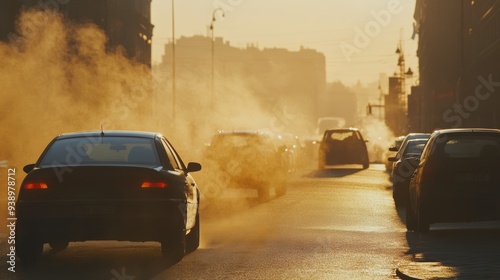 Traffic Pollution - Car Exhaust Emitting Smog and CO Emissions photo