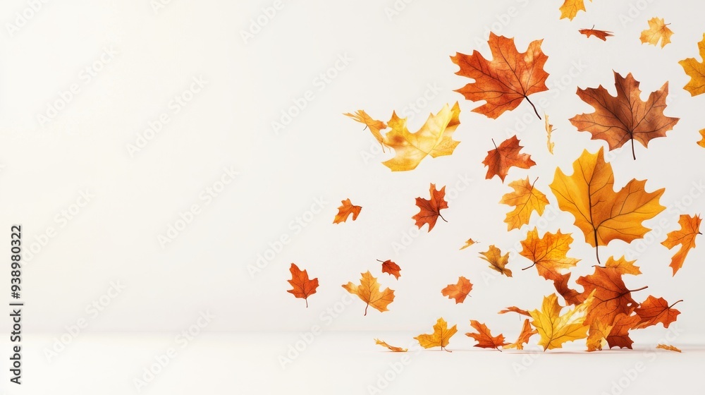 Autumn Leaves Falling - Vibrant 3D Render with Maple, Oak, Birch on Clean Background for Seasonal Advertising. Copy Space Included. Autumn Leaves Falling - Vibrant 3D Render with Maple, Oak, Birch on Clean Background for Seasonal Advertising. Copy Space Included.