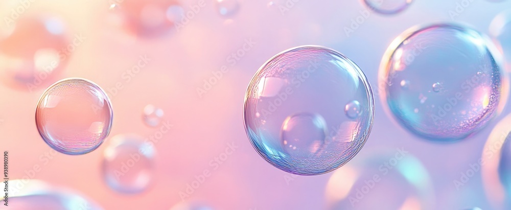Dreamy Soap Bubbles on Pastel Background Dreamy Soap Bubbles on Pastel Background
