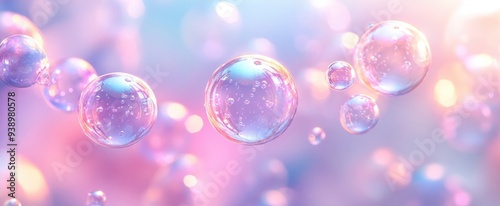 Dreamy Soap Bubbles on Pastel Background