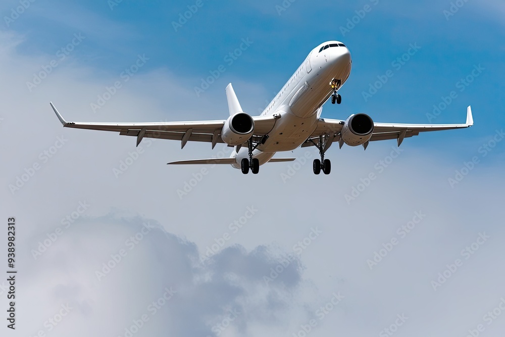Bright White Airplane Ascending with Grace Against a Pure White Background Bright White Airplane Ascending with Grace Against a Pure White Background