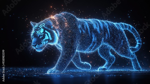 Digital Tiger -  A Glowing Constellation of a Prowling Predator