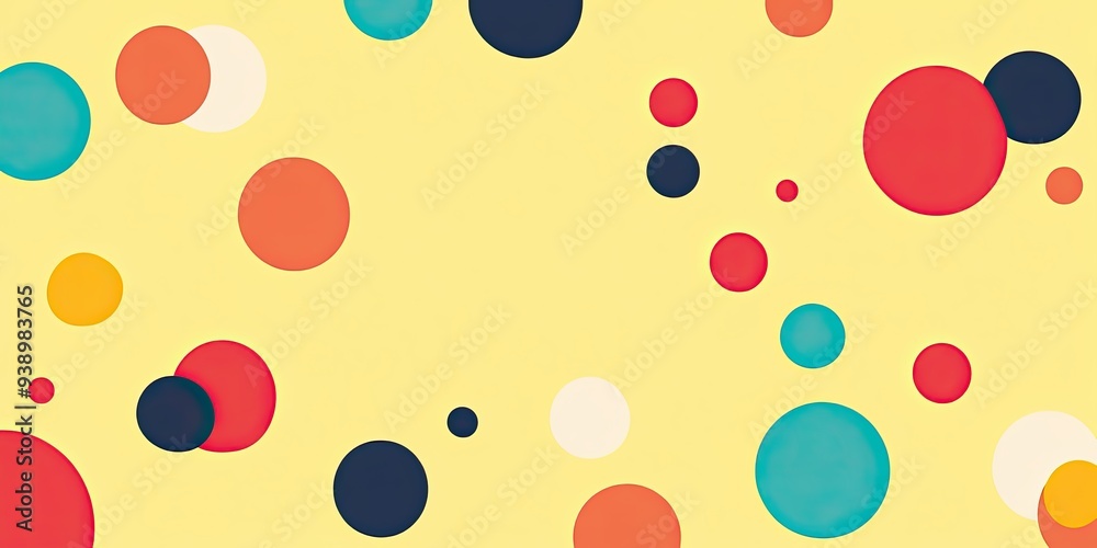 Colorful Abstract Circles on Yellow Background Colorful Abstract Circles on Yellow Background